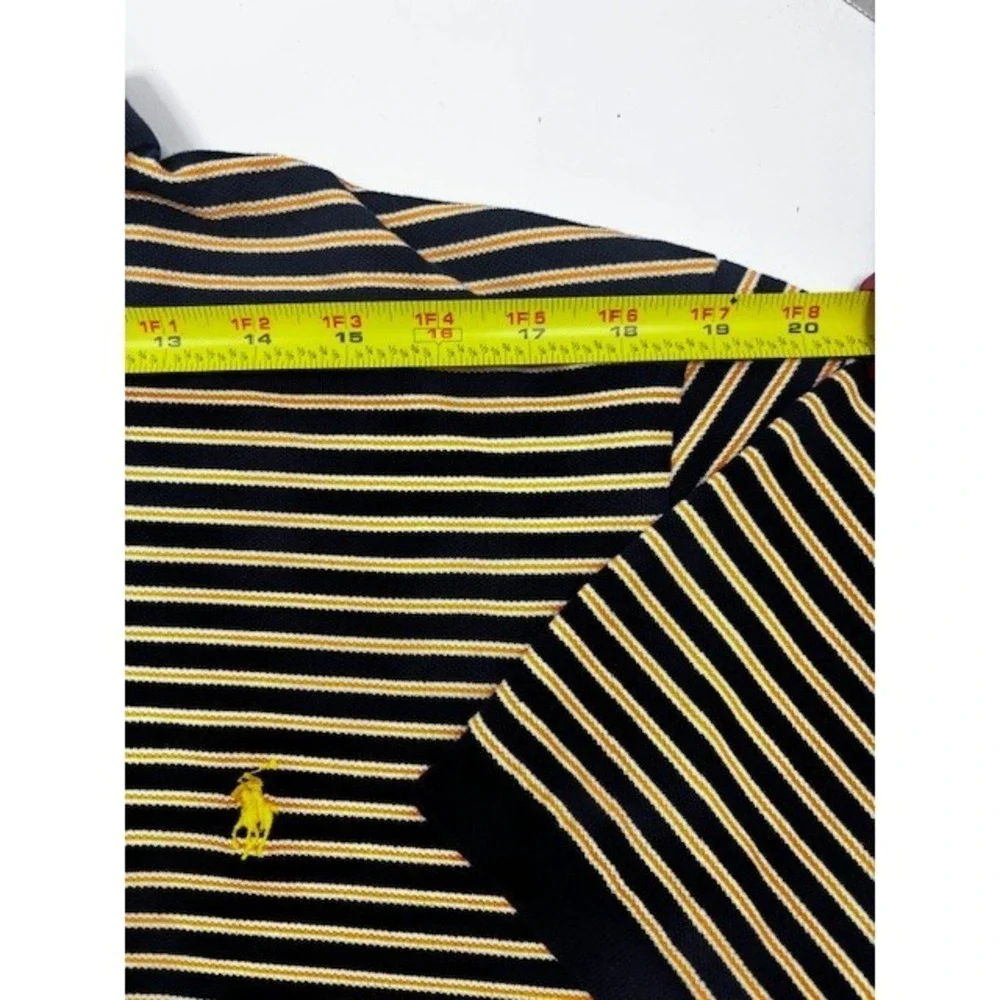 Polo Ralph Lauren Mens XL Stripe Polo Shirt Navy Orange‎ Cotton Pique Short Slv